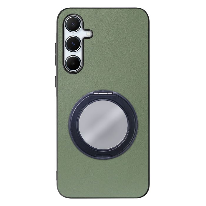 [ LOOF RING-SHELL (ミラー Ver.) ] Galaxy A55 5G  スマホケース 背面 ケース カバー ミラー付きスマホリング スタンド 本革 レザー 落下防止  [ Galaxy A55 5G ]