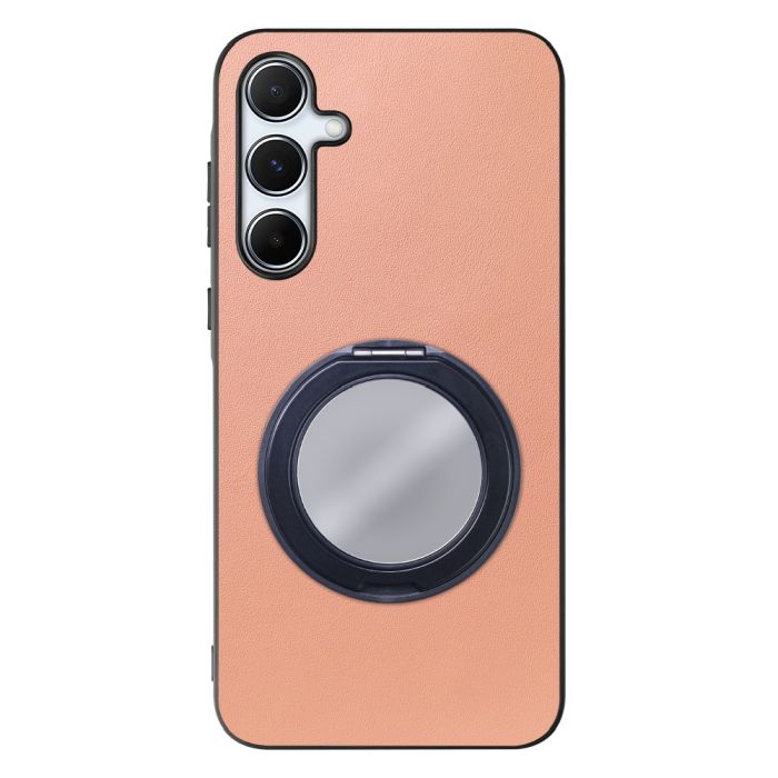 [ LOOF RING-SHELL (ミラー Ver.) ] Galaxy A55 5G  スマホケース 背面 ケース カバー ミラー付きスマホリング スタンド 本革 レザー 落下防止  [ Galaxy A55 5G ]