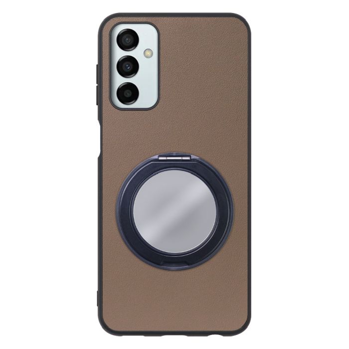 [ LOOF RING-SHELL (ミラー Ver.) ] Galaxy M23 5G m235g スマホケース 背面 ケース カバー ミラー付きスマホリング スタンド 本革 レザー 落下防止  [ Galaxy M23 5G ]