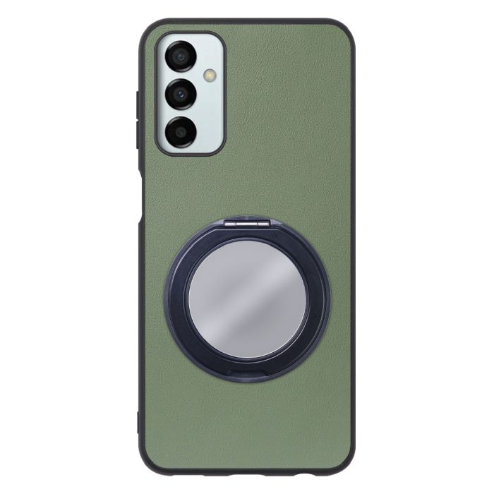 [ LOOF RING-SHELL (ミラー Ver.) ] Galaxy M23 5G m235g スマホケース 背面 ケース カバー ミラー付きスマホリング スタンド 本革 レザー 落下防止  [ Galaxy M23 5G ]