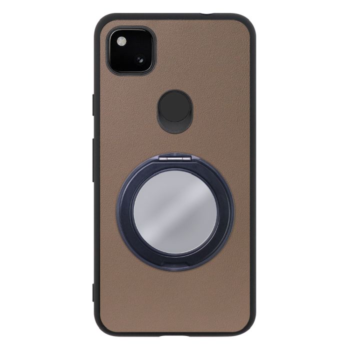 [ LOOF RING-SHELL (ミラー Ver.) ] Google Pixel 4a pixel4a googlepixel4a スマホケース 背面 ケース カバー ミラー付きスマホリング スタンド 本革 レザー 落下防止  [ Google Pixel 4a ]