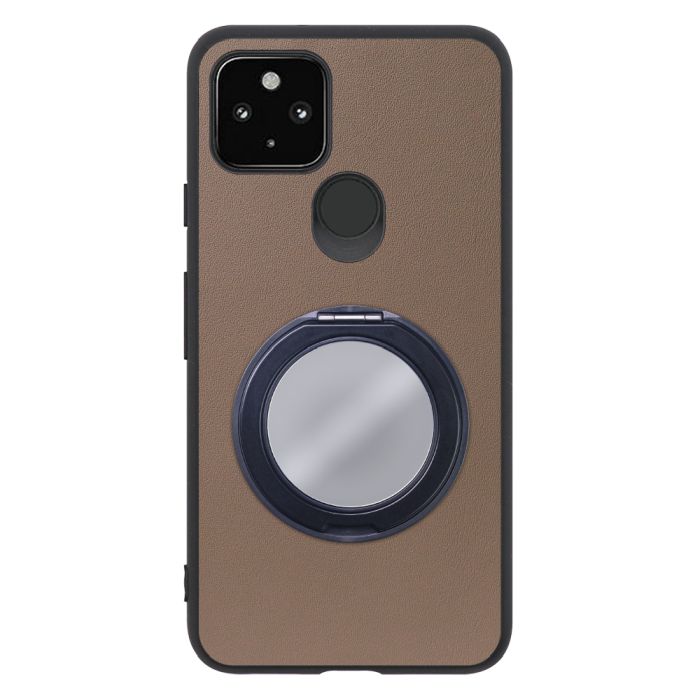 [ LOOF RING-SHELL (ミラー Ver.) ] Google Pixel 4a 5G pixel4a5g googlepixel4a5g スマホケース 背面 ケース カバー ミラー付きスマホリング スタンド 本革 レザー 落下防止  [ Google Pixel 4a 5G ]