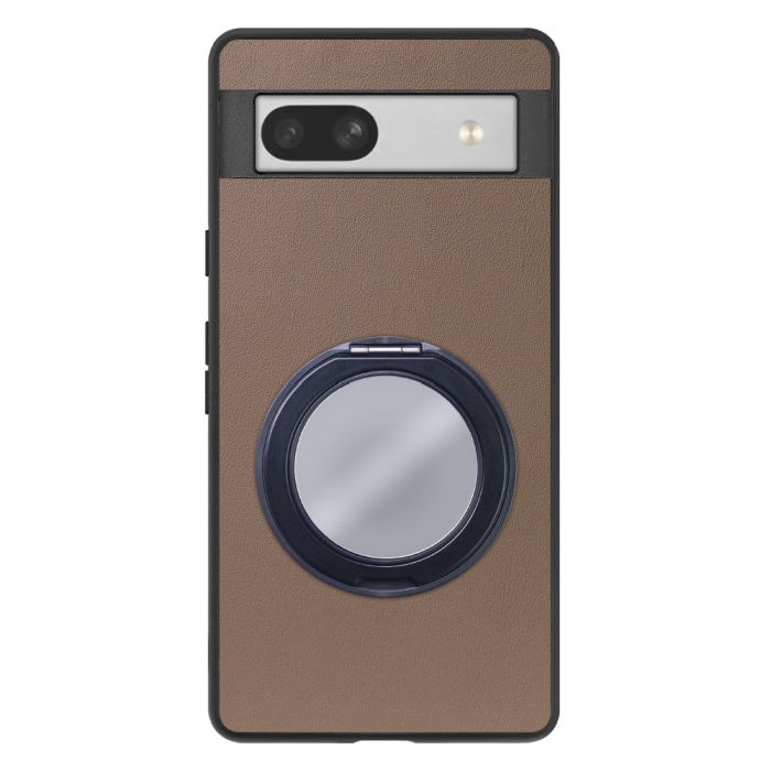 [ LOOF RING-SHELL (ミラー Ver.) ] Google Pixel 7a googlepixel7a pixel7a スマホケース 背面 ケース カバー ミラー付きスマホリング スタンド 本革 レザー 落下防止  [ Google Pixel 7a ]
