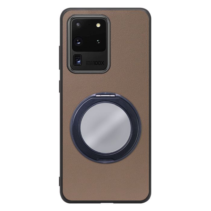 [ LOOF RING-SHELL (ミラー Ver.) ] Galaxy S20 Ultra s20ultra スマホケース 背面 ケース カバー ミラー付きスマホリング スタンド 本革 レザー 落下防止  [ Galaxy S20 Ultra 5G ]