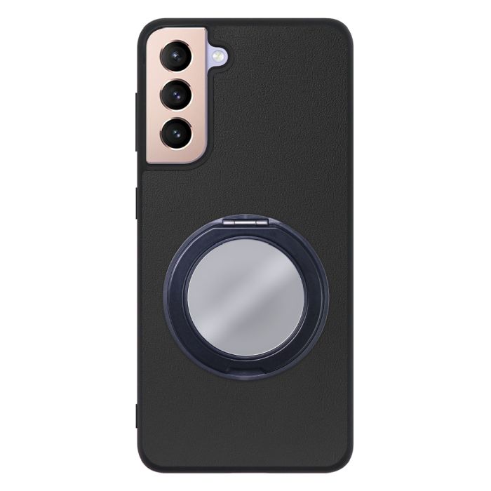 [ LOOF RING-SHELL (ミラー Ver.) ] Galaxy S21 5G SC-51B / SCG09 s215g スマホケース 背面 ケース カバー ミラー付きスマホリング スタンド 本革 レザー 落下防止  [ Galaxy S21 5G ]