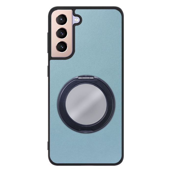 [ LOOF RING-SHELL (ミラー Ver.) ] Galaxy S21 5G SC-51B / SCG09 s215g スマホケース 背面 ケース カバー ミラー付きスマホリング スタンド 本革 レザー 落下防止  [ Galaxy S21 5G ]
