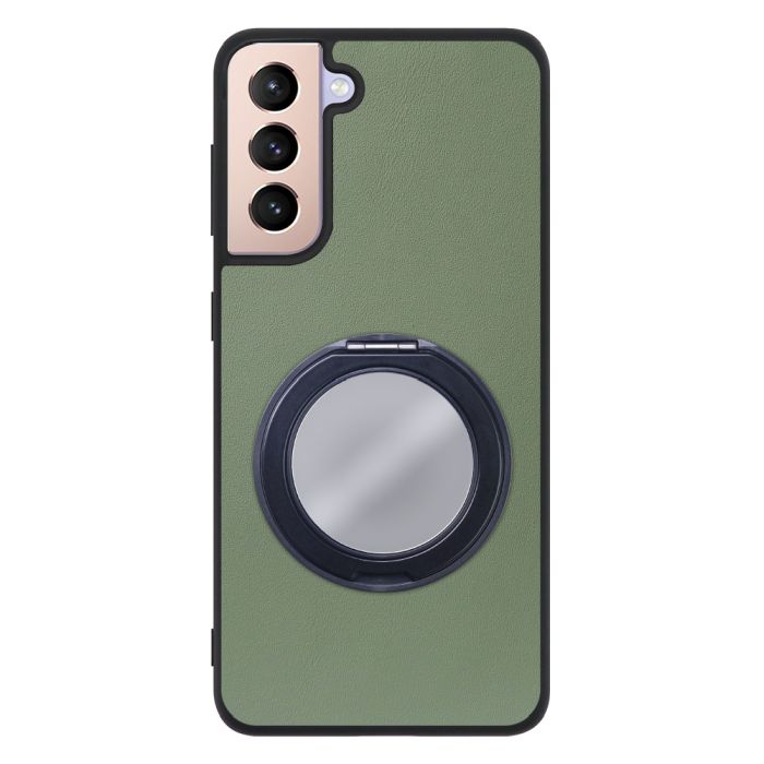 [ LOOF RING-SHELL (ミラー Ver.) ] Galaxy S21 5G SC-51B / SCG09 s215g スマホケース 背面 ケース カバー ミラー付きスマホリング スタンド 本革 レザー 落下防止  [ Galaxy S21 5G ]