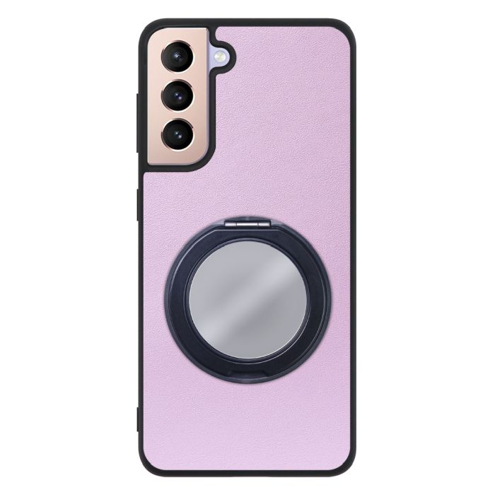 [ LOOF RING-SHELL (ミラー Ver.) ] Galaxy S21 5G SC-51B / SCG09 s215g スマホケース 背面 ケース カバー ミラー付きスマホリング スタンド 本革 レザー 落下防止  [ Galaxy S21 5G ]
