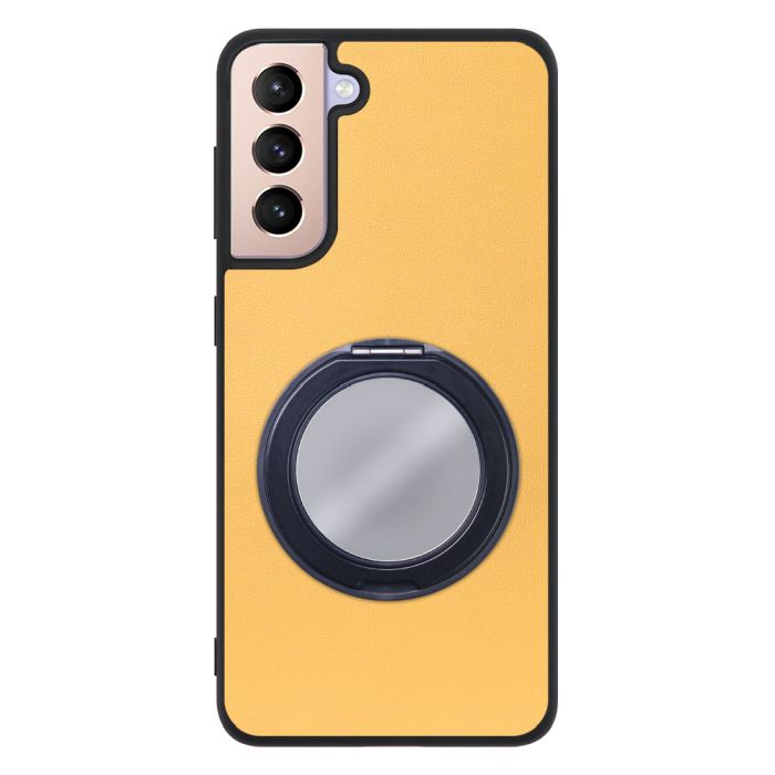 [ LOOF RING-SHELL (ミラー Ver.) ] Galaxy S21 5G SC-51B / SCG09 s215g スマホケース 背面 ケース カバー ミラー付きスマホリング スタンド 本革 レザー 落下防止  [ Galaxy S21 5G ]