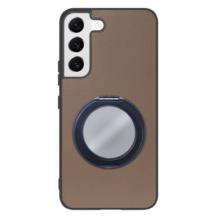 [ LOOF RING-SHELL (ミラー Ver.) ] Galaxy S22 SC-51C / SCG13  スマホケース 背面 ケース カバー ミラー付きスマホリング スタンド 本革 レザー 落下防止  [ Galaxy S22 ]