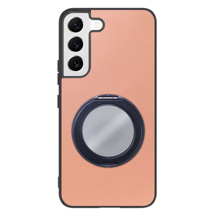 [ LOOF RING-SHELL (ミラー Ver.) ] Galaxy S22 SC-51C / SCG13  スマホケース 背面 ケース カバー ミラー付きスマホリング スタンド 本革 レザー 落下防止  [ Galaxy S22 ]