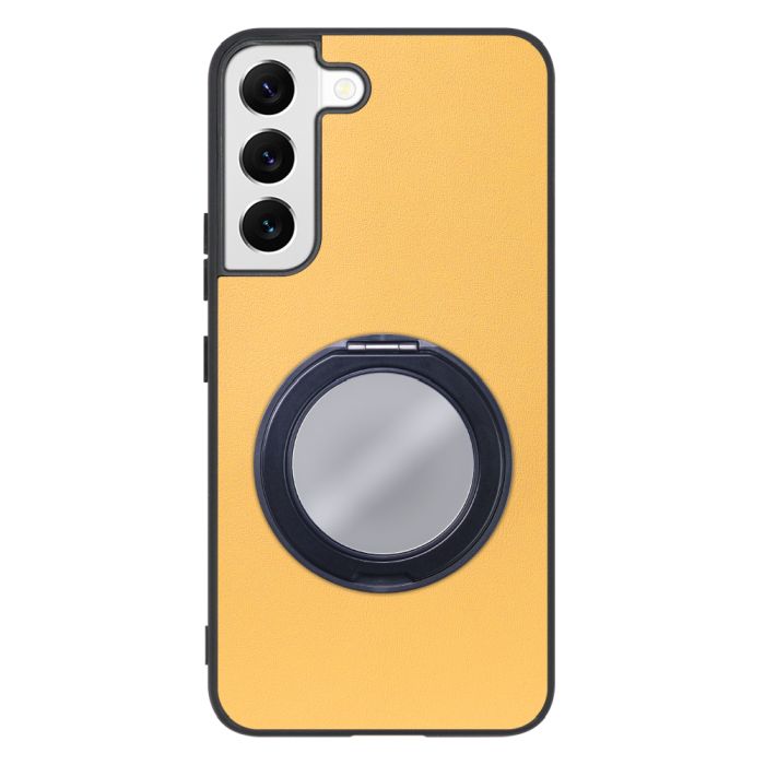 [ LOOF RING-SHELL (ミラー Ver.) ] Galaxy S22 SC-51C / SCG13  スマホケース 背面 ケース カバー ミラー付きスマホリング スタンド 本革 レザー 落下防止  [ Galaxy S22 ]