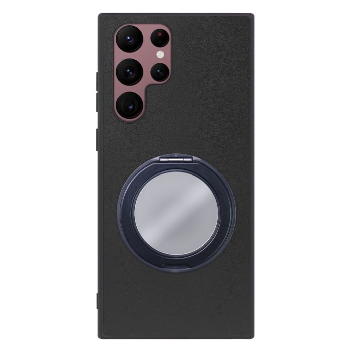 [ LOOF RING-SHELL (ミラー Ver.) ] Galaxy S22 Ultra SC-52C / SCG14 s22ultra スマホケース 背面 ケース カバー ミラー付きスマホリング スタンド 本革 レザー 落下防止  [ Galaxy S22 Ultra ]