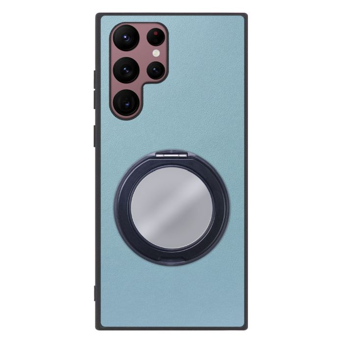 [ LOOF RING-SHELL (ミラー Ver.) ] Galaxy S22 Ultra SC-52C / SCG14 s22ultra スマホケース 背面 ケース カバー ミラー付きスマホリング スタンド 本革 レザー 落下防止  [ Galaxy S22 Ultra ]