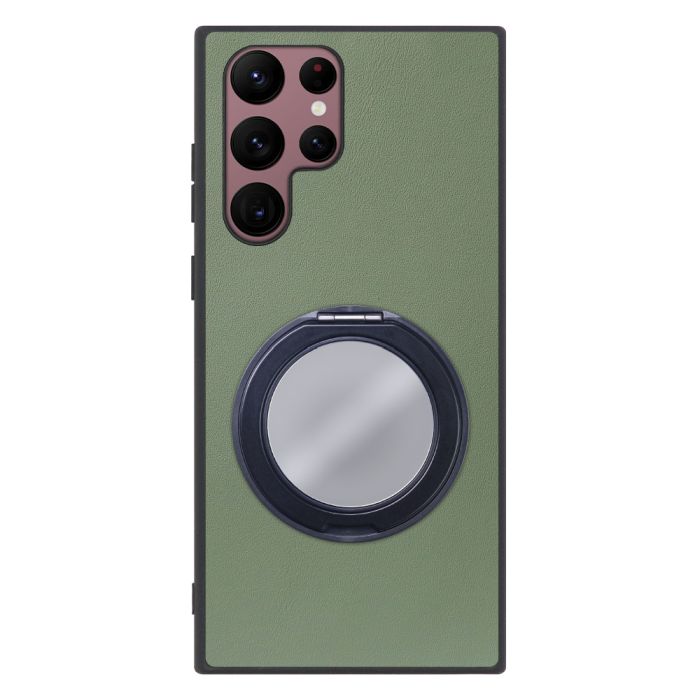 [ LOOF RING-SHELL (ミラー Ver.) ] Galaxy S22 Ultra SC-52C / SCG14 s22ultra スマホケース 背面 ケース カバー ミラー付きスマホリング スタンド 本革 レザー 落下防止  [ Galaxy S22 Ultra ]