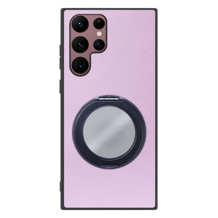 [ LOOF RING-SHELL (ミラー Ver.) ] Galaxy S22 Ultra SC-52C / SCG14 s22ultra スマホケース 背面 ケース カバー ミラー付きスマホリング スタンド 本革 レザー 落下防止  [ Galaxy S22 Ultra ]
