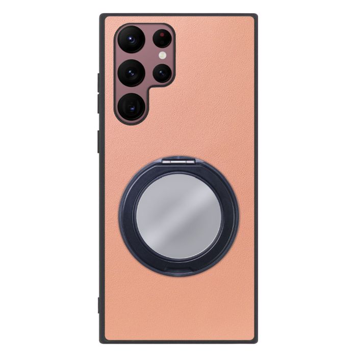 [ LOOF RING-SHELL (ミラー Ver.) ] Galaxy S22 Ultra SC-52C / SCG14 s22ultra スマホケース 背面 ケース カバー ミラー付きスマホリング スタンド 本革 レザー 落下防止  [ Galaxy S22 Ultra ]