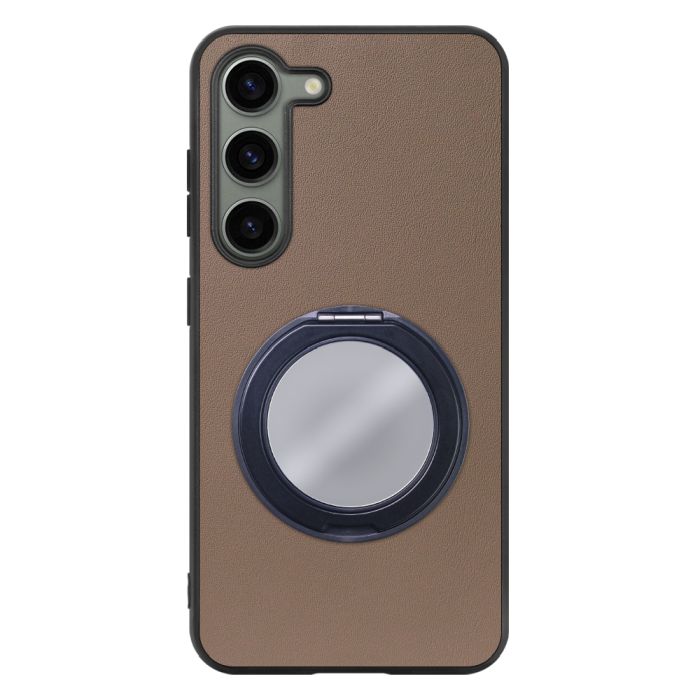 [ LOOF RING-SHELL (ミラー Ver.) ] Galaxy S23  スマホケース 背面 ケース カバー ミラー付きスマホリング スタンド 本革 レザー 落下防止  [ Galaxy S23 ]