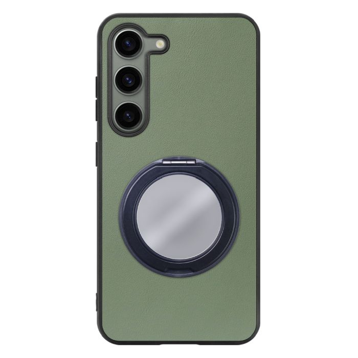 [ LOOF RING-SHELL (ミラー Ver.) ] Galaxy S23  スマホケース 背面 ケース カバー ミラー付きスマホリング スタンド 本革 レザー 落下防止  [ Galaxy S23 ]