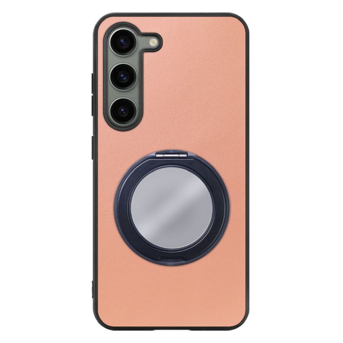 [ LOOF RING-SHELL (ミラー Ver.) ] Galaxy S23  スマホケース 背面 ケース カバー ミラー付きスマホリング スタンド 本革 レザー 落下防止  [ Galaxy S23 ]