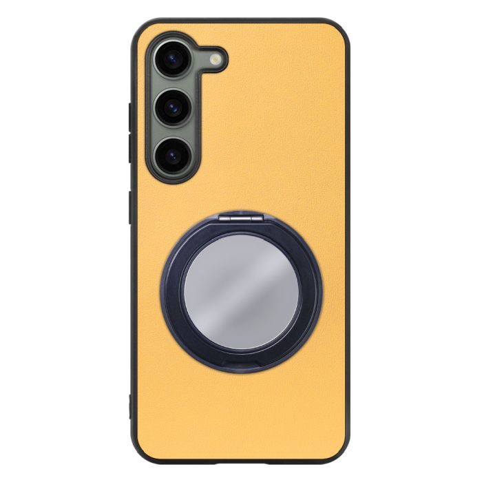 [ LOOF RING-SHELL (ミラー Ver.) ] Galaxy S23  スマホケース 背面 ケース カバー ミラー付きスマホリング スタンド 本革 レザー 落下防止  [ Galaxy S23 ]