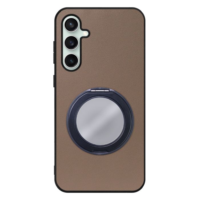 [ LOOF RING-SHELL (ミラー Ver.) ] Galaxy S23 FE s23fe スマホケース 背面 ケース カバー ミラー付きスマホリング スタンド 本革 レザー 落下防止  [ Galaxy S23 FE ]