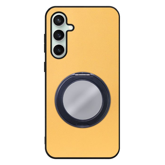 [ LOOF RING-SHELL (ミラー Ver.) ] Galaxy S23 FE s23fe スマホケース 背面 ケース カバー ミラー付きスマホリング スタンド 本革 レザー 落下防止  [ Galaxy S23 FE ]