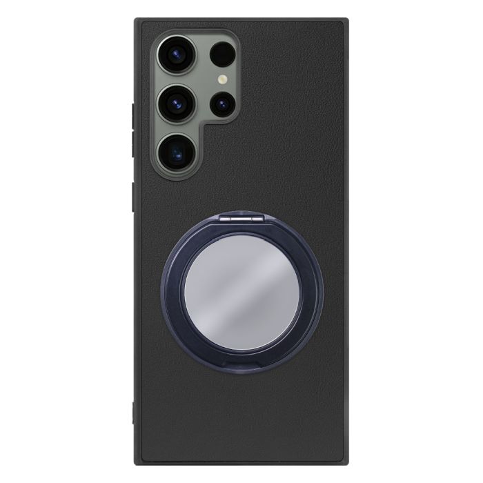 [ LOOF RING-SHELL (ミラー Ver.) ] Galaxy S23 Ultra s23ultra スマホケース 背面 ケース カバー ミラー付きスマホリング スタンド 本革 レザー 落下防止  [ Galaxy S23 Ultra ]
