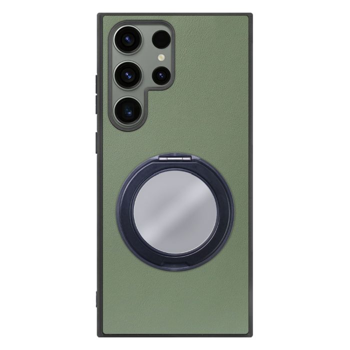 [ LOOF RING-SHELL (ミラー Ver.) ] Galaxy S23 Ultra s23ultra スマホケース 背面 ケース カバー ミラー付きスマホリング スタンド 本革 レザー 落下防止  [ Galaxy S23 Ultra ]