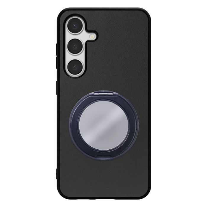 [ LOOF RING-SHELL (ミラー Ver.) ] Galaxy S24 s24 スマホケース 背面 ケース カバー ミラー付きスマホリング スタンド 本革 レザー 落下防止  [ Galaxy S24 ]