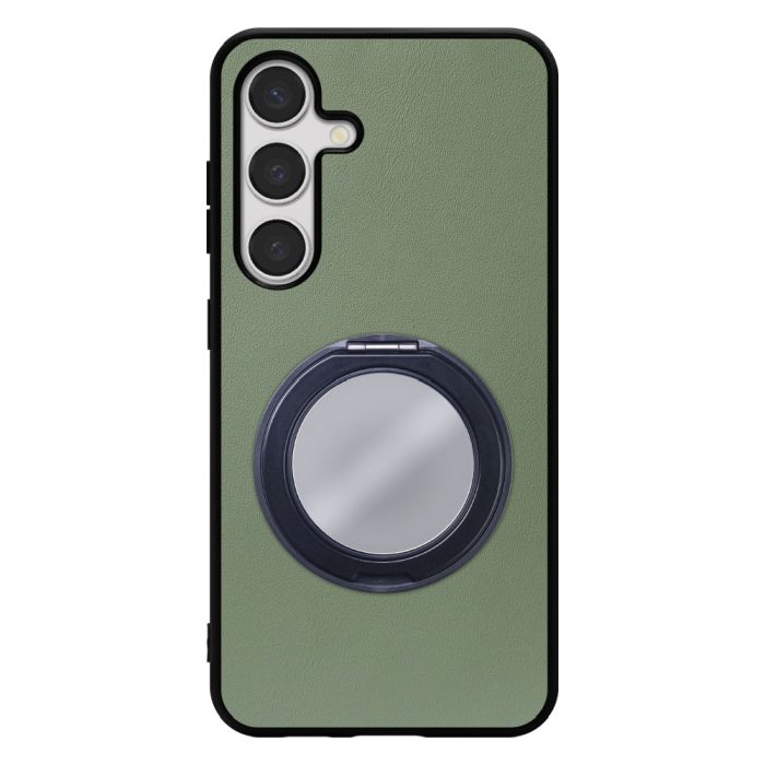 [ LOOF RING-SHELL (ミラー Ver.) ] Galaxy S24 s24 スマホケース 背面 ケース カバー ミラー付きスマホリング スタンド 本革 レザー 落下防止  [ Galaxy S24 ]