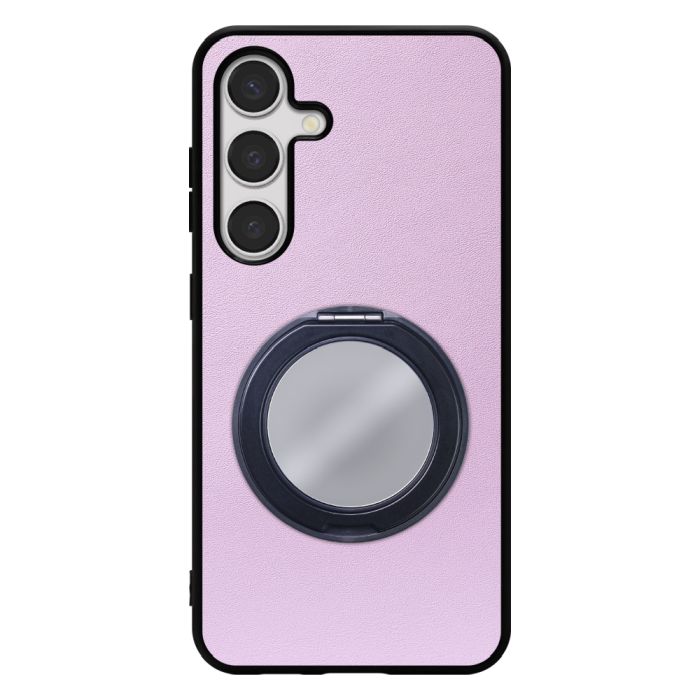 [ LOOF RING-SHELL (ミラー Ver.) ] Galaxy S24 s24 スマホケース 背面 ケース カバー ミラー付きスマホリング スタンド 本革 レザー 落下防止  [ Galaxy S24 ]