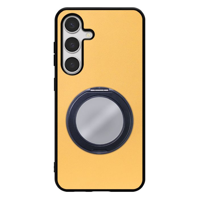 [ LOOF RING-SHELL (ミラー Ver.) ] Galaxy S24 s24 スマホケース 背面 ケース カバー ミラー付きスマホリング スタンド 本革 レザー 落下防止  [ Galaxy S24 ]