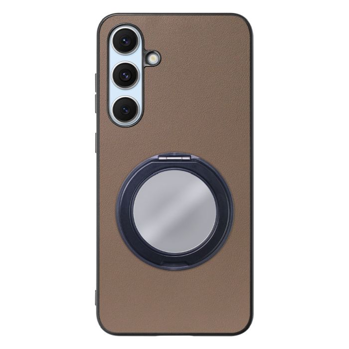 [ LOOF RING-SHELL (ミラー Ver.) ] Galaxy S24 FE SM-S721Q / SCG30 ギャラクシー s24fe スマホケース 背面 ケース カバー ミラー付きスマホリング スタンド 本革 レザー 落下防止  [ Galaxy S24 FE ]