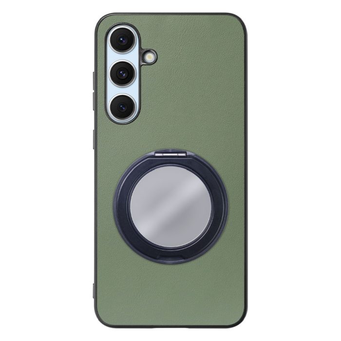 [ LOOF RING-SHELL (ミラー Ver.) ] Galaxy S24 FE SM-S721Q / SCG30 ギャラクシー s24fe スマホケース 背面 ケース カバー ミラー付きスマホリング スタンド 本革 レザー 落下防止  [ Galaxy S24 FE ]