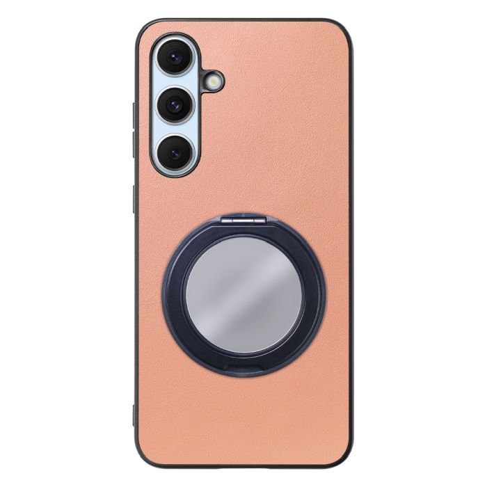 [ LOOF RING-SHELL (ミラー Ver.) ] Galaxy S24 FE SM-S721Q / SCG30 ギャラクシー s24fe スマホケース 背面 ケース カバー ミラー付きスマホリング スタンド 本革 レザー 落下防止  [ Galaxy S24 FE ]
