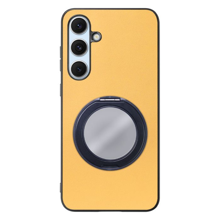 [ LOOF RING-SHELL (ミラー Ver.) ] Galaxy S24 FE SM-S721Q / SCG30 ギャラクシー s24fe スマホケース 背面 ケース カバー ミラー付きスマホリング スタンド 本革 レザー 落下防止  [ Galaxy S24 FE ]