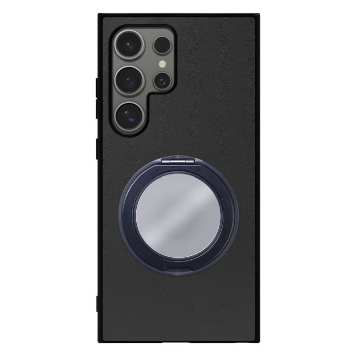 [ LOOF RING-SHELL (ミラー Ver.) ] Galaxy S24 Ultra s24ultra スマホケース 背面 ケース カバー ミラー付きスマホリング スタンド 本革 レザー 落下防止  [ Galaxy S24 Ultra ]