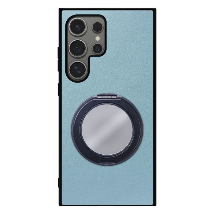 [ LOOF RING-SHELL (ミラー Ver.) ] Galaxy S24 Ultra s24ultra スマホケース 背面 ケース カバー ミラー付きスマホリング スタンド 本革 レザー 落下防止  [ Galaxy S24 Ultra ]