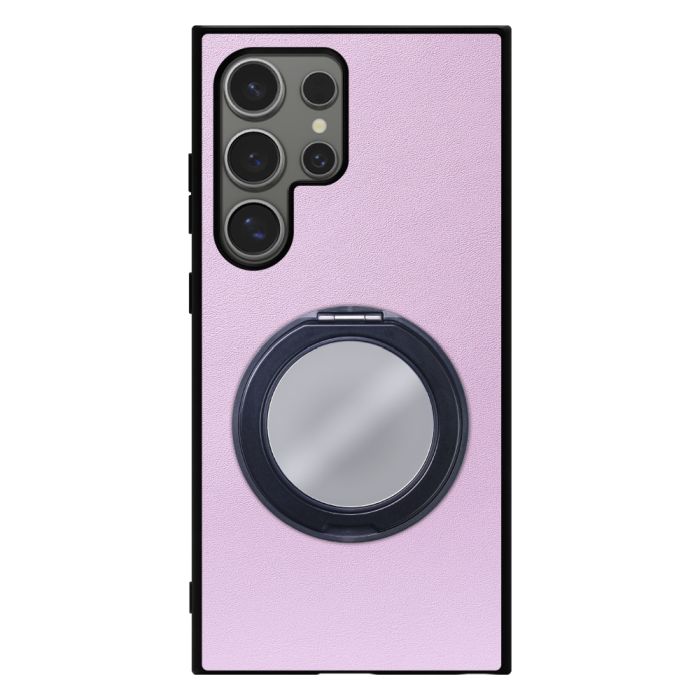 [ LOOF RING-SHELL (ミラー Ver.) ] Galaxy S24 Ultra s24ultra スマホケース 背面 ケース カバー ミラー付きスマホリング スタンド 本革 レザー 落下防止  [ Galaxy S24 Ultra ]
