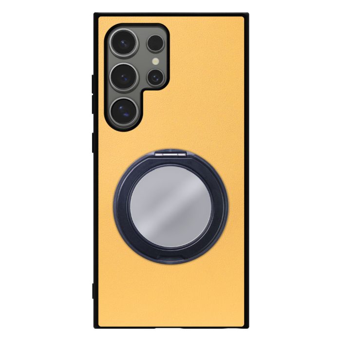 [ LOOF RING-SHELL (ミラー Ver.) ] Galaxy S24 Ultra s24ultra スマホケース 背面 ケース カバー ミラー付きスマホリング スタンド 本革 レザー 落下防止  [ Galaxy S24 Ultra ]