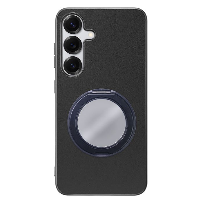[ LOOF RING-SHELL (ミラー Ver.) ] Galaxy S25 SC-51F スマホケース 背面 ケース カバー ミラー付きスマホリング スタンド 本革 レザー 落下防止  [ Galaxy S25 ]