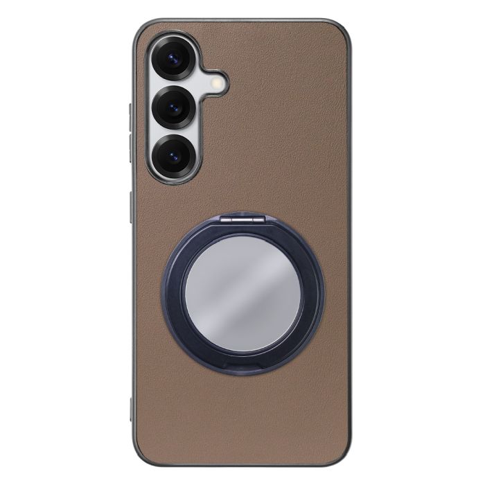 [ LOOF RING-SHELL (ミラー Ver.) ] Galaxy S25 SC-51F スマホケース 背面 ケース カバー ミラー付きスマホリング スタンド 本革 レザー 落下防止  [ Galaxy S25 ]