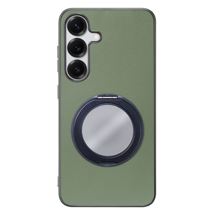 [ LOOF RING-SHELL (ミラー Ver.) ] Galaxy S25 SC-51F スマホケース 背面 ケース カバー ミラー付きスマホリング スタンド 本革 レザー 落下防止  [ Galaxy S25 ]