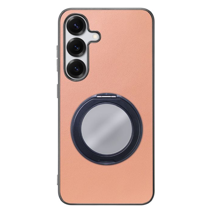 [ LOOF RING-SHELL (ミラー Ver.) ] Galaxy S25 SC-51F スマホケース 背面 ケース カバー ミラー付きスマホリング スタンド 本革 レザー 落下防止  [ Galaxy S25 ]