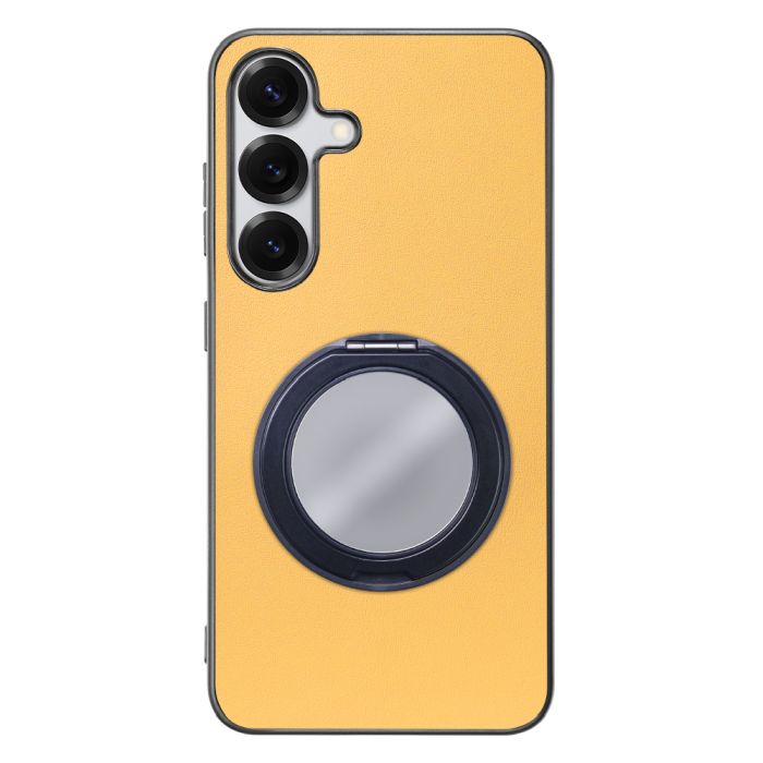 [ LOOF RING-SHELL (ミラー Ver.) ] Galaxy S25 SC-51F スマホケース 背面 ケース カバー ミラー付きスマホリング スタンド 本革 レザー 落下防止  [ Galaxy S25 ]