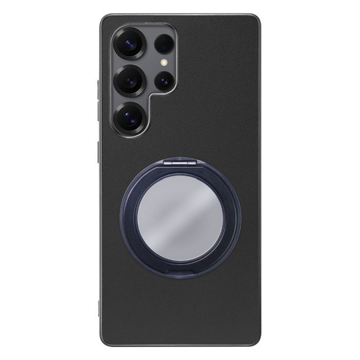 [ LOOF RING-SHELL (ミラー Ver.) ] Galaxy S25 Ultra SC-52F スマホケース 背面 ケース カバー ミラー付きスマホリング スタンド 本革 レザー 落下防止  [ Galaxy S25 Ultra ]