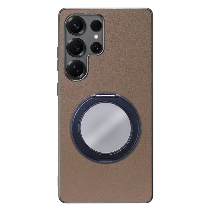 [ LOOF RING-SHELL (ミラー Ver.) ] Galaxy S25 Ultra SC-52F スマホケース 背面 ケース カバー ミラー付きスマホリング スタンド 本革 レザー 落下防止  [ Galaxy S25 Ultra ]