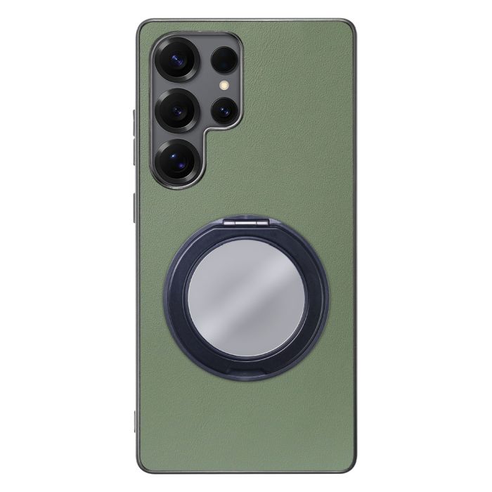[ LOOF RING-SHELL (ミラー Ver.) ] Galaxy S25 Ultra SC-52F スマホケース 背面 ケース カバー ミラー付きスマホリング スタンド 本革 レザー 落下防止  [ Galaxy S25 Ultra ]