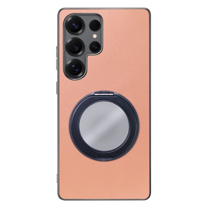 [ LOOF RING-SHELL (ミラー Ver.) ] Galaxy S25 Ultra SC-52F スマホケース 背面 ケース カバー ミラー付きスマホリング スタンド 本革 レザー 落下防止  [ Galaxy S25 Ultra ]